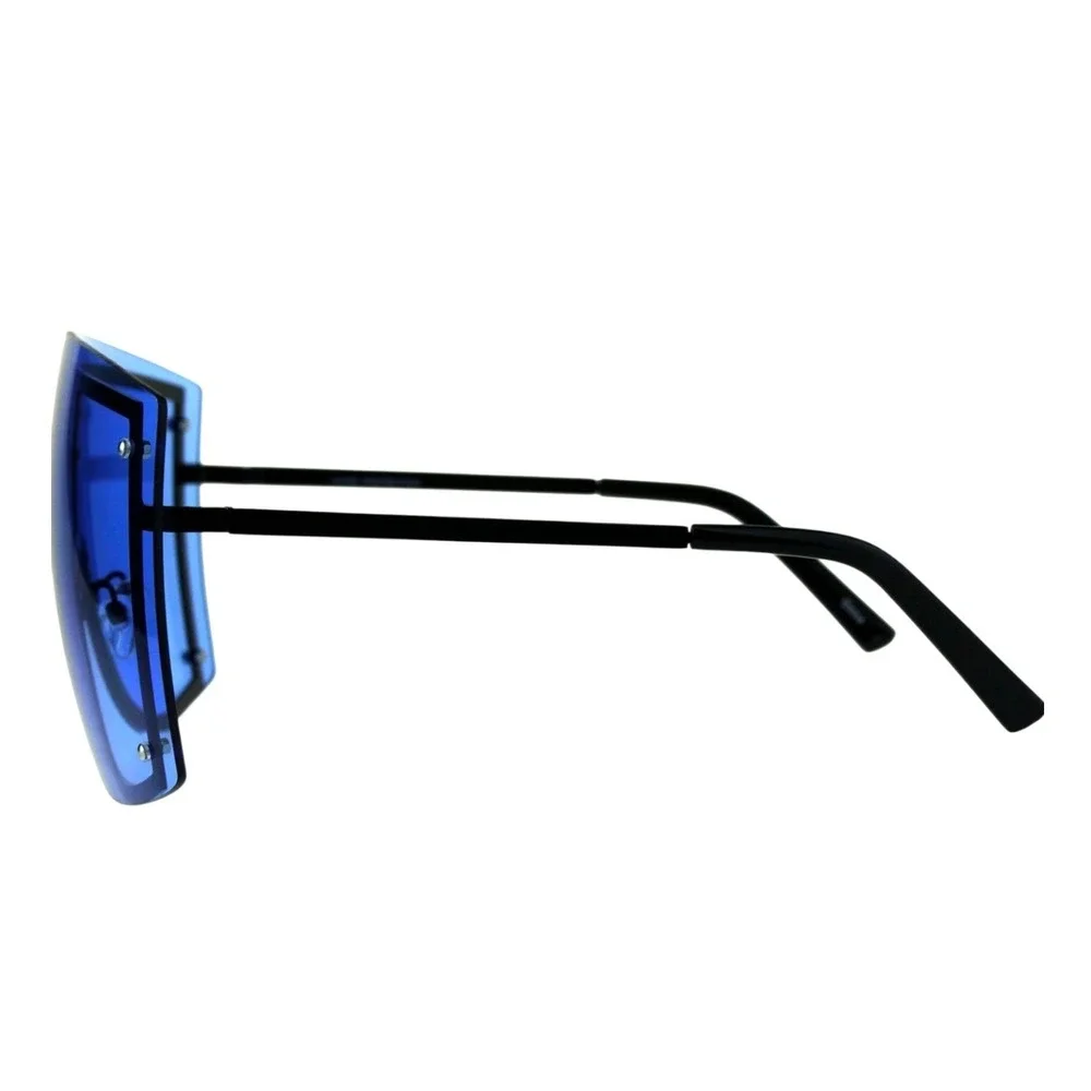 Shield Sunglasses Unisex OS Blue/clear New Futuristic Oversized Rimless